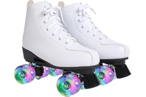 Kelodo Roller Skates for Girls and Boys,Double Row 4 Wheels Shiny Quad Kids Skates,PU Leather High-top Adult Roller Skates for Beginner Professional Indoor/Outdoor Men/Women/Ladies/Unisex