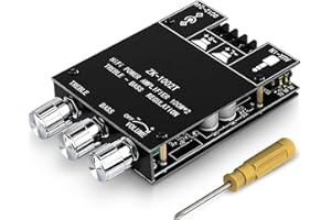 WOOPKER ZK-1002T 100 W + 100 W Bluetooth-Verstärkerplatine, 2.0-Kanal-Audioverstärker mit Höhen- und Bassregelung, DC 12-24 V, BT- und AUX-Eingänge, TPA3116D2-Chip-Stereoverstärkerplatine für DIY-Lautsprecher