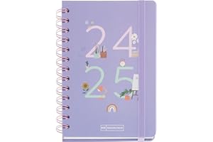 Miquelrius - Agenda Escolar 24-25, Septiembre 2024 a Agosto 2025, Tamaño 123 x 178 mm, Semana Vista, Doble Espiral Metálico, Cubierta de Cartón Forrado, Cierre con Goma, Español e Inglés, Mi Lugar