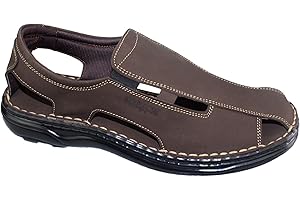 KATTE Mens Sandals Nubuck Leather Sandals Men Closed Toe Walking Sandals For Men Outdoor Comfortable Sandals Mens Leather Sandals Casual Beach Summer Walking Shoes