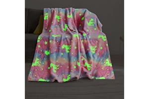 ‎ROWJOY Rowjoy kuscheldecke Kinder 130x150, Einhorn Leuchtdecke, Einhorn Decke Kuscheldecke Leuchtet im Dunkeln, Flanell Fleece Decke für Kinder Jungen Mädchen(Gradient Unicorn,130x150CM)