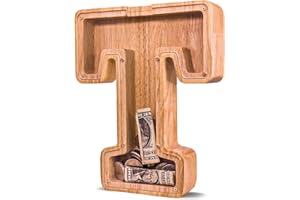 JOOMLAFLY Wooden Letter Piggy Bank for Kids Larger Letter Piggy Bank for Boys and Girls Personalized Piggy Bank Initial Coin Bank Wood Kids Money Bank for Birthday and Festival