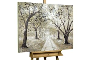 KunstLoft Leinwandbild | 100% HANDGEMALT | 100x75cm | Gemälde 'Marvel And Mystery' | Wald & Bäume | Braun | Wandbild Wohnzimmer