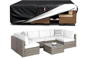 LXKCKJ Garden Furniture Covers Waterproof,420D Heavy Duty Fabric Outdoor Furniture Cover,Windproof, Anti-UV Rattan Cube Set Cover(228x160x70CM Black)