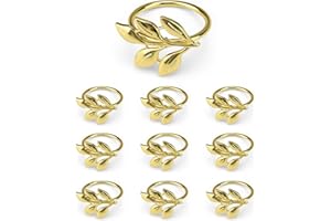 Porte Serviette de Table, JANDH 10 Pièces Rond de Serviette de Table Personnalisé, Forme de Feuille, Convient pour Les Hôtels, Les Mariages, Les Dîners de Famille, Les Décorations de Table