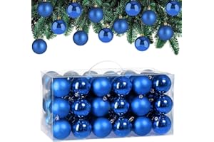 ‎DEUBA Deuba® Weihnachtskugeln 54tlg Ø 6cm Kunststoff matt glänzend Christbaumkugeln Christbaumschmuck Anhänger Weihnachtsbaumkugeln Weihnachtsdeko Blau