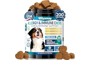 Woyamay Allergy Support Chews for Dog Itchy Skin, Dog Anti-itch Chews for Itchy Paws, Eyes, Ears, Skin & Itching, Licking, Scratching with Salmon Oil & Omega-3 Chicken Flavor