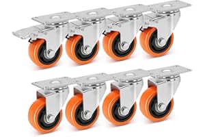 W B D WEIBIDA 75mm Rotelle per Mobili con 4 Freno Capacità 112KG per pezzo, Ruote Girevoli a 360°, Flessibile e Resistente Pesanti Ruote per Spostare Mobili, Carrello, Armadio, Trolley, Set di 8 Pezzi