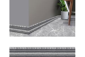 PUZAME 3D Pattern Sticker Wall Trim Line Skirting Border, 230x8CM Waterproof Self Adhesive Wallpaper Borders, Foam Edge Strip Border Dado Rail Baseboard Corner Line Stickers Flexible Molding Ceiling Border