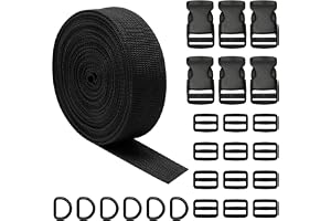 5,4 meter nylonvävrem 25 mm, ryggsäcksremmar tunga svarta, rem justerbar med kläppspännen för ryggsäck hundhalsband DIY-hantv