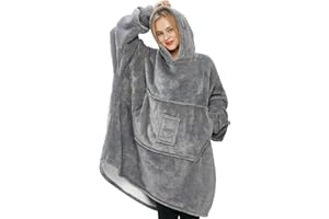 HUAYOUTE Hoodie Decke Blanket Hoodie oversized Sweatshirt hoodie, Extra Weich, Warm, Bequem, Übergroße Sweatshirt Decke für Erwachsene, Männer, Frauen, Einheitsgröße Kapuzendecke mit Ärmeln und Tasche
