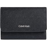 Calvin Klein CK MUST AOP SMALL TRIFOLD W ZIP Kadın C&uuml;zdan, Siyah, Tek Beden