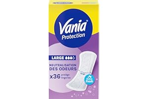 Vania - Protège-slips Protection Large Parfum Fresh (boîte de 36 pièces) – Protège-lingeries avec neutralisation des odeurs – Protection hygiénique longue durée et voile testé dermatologiquement