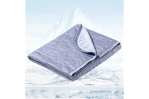 Avoalre Cooling Blanket for Night Sweats Q-Max 0.5 Summer Blanket Throw with Arc-Chill Fiber Keep Cool Lightweight Thin Blanket Breathable Double-sided for Bed Adult Kids Hot Sleeper(Blue, 150x200cm)