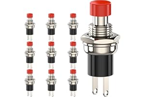 VAYFONI 10PCS Momentary Push Button Switch - 2Pin SPST NO Copper Switch - 125V 3A or 250V 1A - Mini Push Button for Electronic Projects and DIY (Red)
