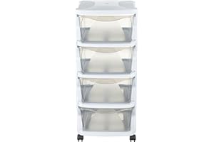 Bama Ensemble Commode avec Roues, Plastique, Blanc, 36 x 40 x 80 cm