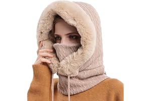 JFAN Gorro Invierno Mujer Térmico Pasamontañas Mujer Invierno Gorros Resistente Al Viento CáLido Y Suave Adecuado para Esquiar Ciclismo Talla única