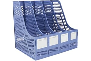 SAYEEC Stehsammler A4 Kunststoff, Aktenhalter Vertikale Büro Ordner Zeitschriftensammler Schreibtisch-Organizer für Schule, Büro, Papier Aufbewahrung Blau