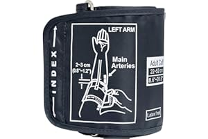 QUTRYVEN Brassard de rechange extra large pour moniteurs Omron BP de 22 à 52 cm – Brassard de pression artérielle XL réglable, comprend 6 interfaces universelles, compatible avec les tensiomètres (gris foncé)
