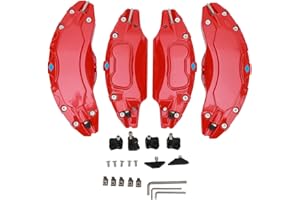 AUSLA 4 Pcs 19in 20in Wheel Hub Caliper Covers Aluminium Alloy Disc Brake Caliper Guard Protector Cover (Red)