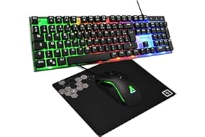 THE G-LAB - Combo Yttrium - Pack Gaming Azerty RGB, Clavier Gamer 105 Touches Et 19 Touches Anti-ghosting - Souris Gamer 2400 Dpi - Tapis De Souris Gaming - Pc Ps4 Ps5 - New