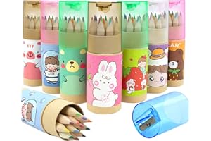 CIOUYAOS 8 Pack*12 Farben Buntstifte Kinder Set, Cute Klein Tragbare Vorgespitzte Zeichenstifte mit Spitzer, Colored Pencils Farbstifte für Erwachsene Kinder Zeichnung Skizzieren Schule Geschenk