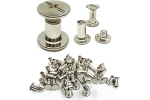 Dancepandas Visse Chicago 5mm 50PCS Rivets en Cuir Chicago Binding Screws Assortiment Croix Tête Bouton Solide Ceinture Vis de Réparation Cuir Plaqué Nickel(5X10mm)
