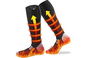 FERDIIZ 2024 Calze Riscaldate a Batteria, 2 PACK 9000mAh/5V Max. 18 Ore Inverno Ricaricabili Calzini USB Riscaldati Scaldapiedi Elettrico Calze al ginocchio con 4 Temperature per l'intero Plantare