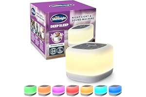 Silentnight Deep Sleep Night Light & Sound Machine - White Noise and Music - 28 Soothing Sounds for Baby Kids Adults - 8 Colours and 4 Breathing Exercises - Portable & Rechargeable, Wireless Bluetooth