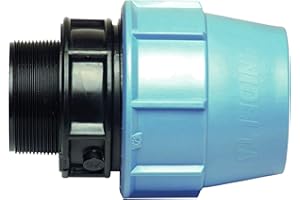 HYDROBIL Racor MDPE de Fontanería para Tuberías de Agua, Adaptador 32mm x 3/4" BSP Macho, para Tubería de Plástico MDPE, 16 Bar, Temp. Máx. 45°C, Racores de Compresión