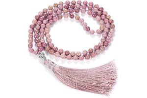 CrystalTears Mala Kette 108 Perlen Wickelarmband Chakra Steine Mala Armband mit Lebensbaum Anhänger 6mm Perlen Buddhismus Gebetskette Healing Reiki Halskette