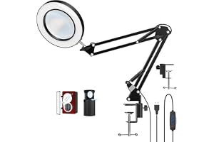 10X LED-förstoringsglas skrivbordslampa med klämma, handsfree-förstoringsglas med 72 LED-lampor, 3 färglägen steglöst dimbar, ingår tvåpack 30X 45X juvelerarlupp för reparation, läsning, hantverk