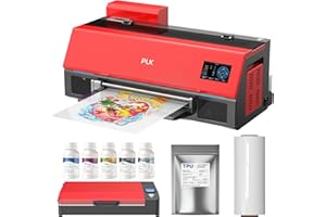 PLK DTF Printer A3 XP600 DTF,2X Printing Speed Than L1800&L805,Auto-Cleaning,Built-in Paper Cutter,Dual White Ink System for T-Shirt Printing id(Printer+Oven)