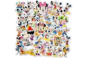 Finedeco 50 Pcs Mickey Mouse Stickers for Kids Laptop Water Bottles Phone Skateboard Car Computer Bicycle Motorcycle Minnie Mouse