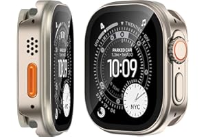 Suphart 3 in-1 Metal Cover Compatible with Apple Watch Ultra 3/2/1 Case 49mm for Women Men, Ultra-thin Lightweight Built-in Screen Protector for iWatch Ultra 3/2/1 49mm (Titanium)