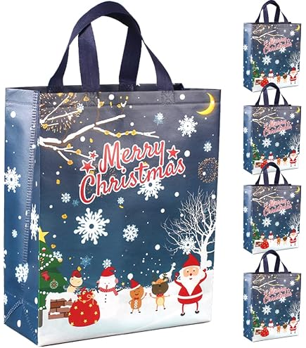 Sacs Cadeau Noël – Lot De 12 Modèles Assortis, Taille XXL (44x33x10 Cm) – Avec Cordon Et Carte