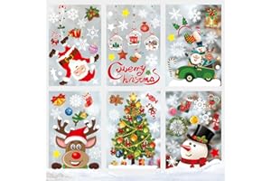 QXRXN Adesivi Natalizi per Finestre, Vetrofanie Natalizie Finestre per Vetrine Vetro Porta Rimovibile Stickers Natalizi Addobbi Bianche Fiocchi di Neve Adesivi Natale Finestra Decorazioni per Negozi Casa