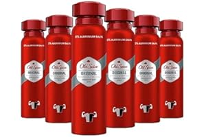 Old Spice Original Deodorant Body Spray For Men 150 ml x 6, 48H Fresh, 0% Aluminium Salts, Anti-White Marks and Yellow Stains