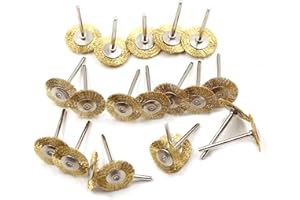 Chiloskit Lot de 20 brosses métalliques rotatives de 25 mm de diamètre pour outils rotatifs Dremel, tige de 0,3 cm, nettoyage et polissage