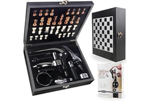 RERXN Holzkiste Weinzubehör Geschenkset, Kaninchen Weinöffner, Wein Korkenzieher Weinverschluss und Weinausgießer Set (Black 02)