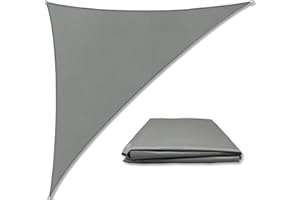 FARBRICH Triangle Sun Sail Shade Waterproof, 5m x 5m x 7.1m Grey Right Angle Garden Canopy with 4 Sizes Optional, 3 Ropes, UV Block, Patio Sunshade Sunscreen Awnings Hot Tub Shelter for Outdoor