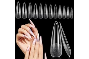 Deciniee Faux Ongles Transparents, 240 Pièces Extra Longs Effilés Pour Extensions en Acrylique, 12 Tailles de Faux Ongles Carrés Pour Ongles en Salon et à la Maison