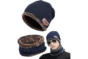 Gxlaihly - Conjunto de bufanda para hombre, para mujer, invierno, forro suave, gorro de punto cálido, unisex, bufanda de punto grueso