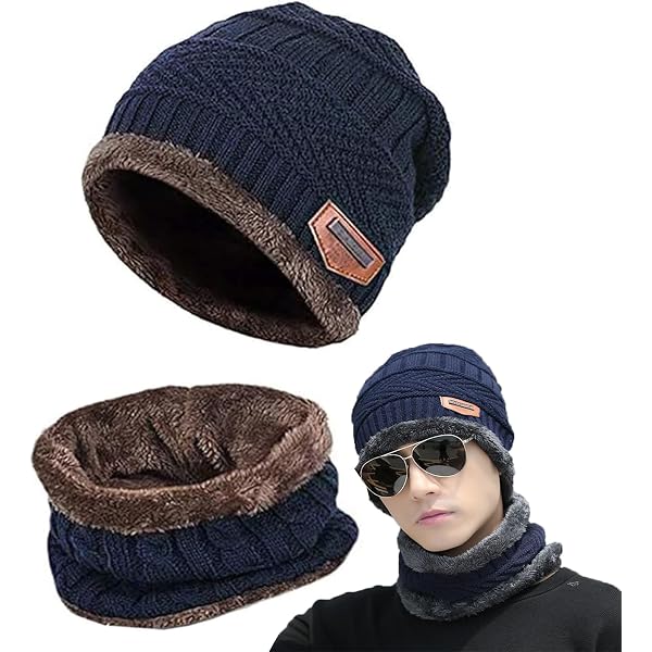 Set Cappello Invernale E Sciarpa Tubolare Unisex – Maglia Ispessita, Antivento, Protezione Viso – Nero