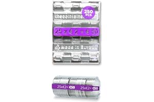 ALEJANDRO FUENTES AF® Lot de 250 rangement piece 2 euros, 250 rouleau piece de monnaie 2 euros | Organise et protège votre argent en tubes à monnaie en papier