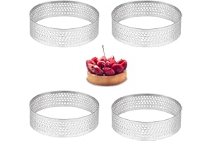 CHMISS 4 Pezzi Anello Crostata per Torte in Acciaio Inox, Rotonda Anelli per Torte Pasticceria Mousse, Mousse Anelli per Dessert, Mousse Anelli in Acciaio Inox Cake, Stampo Crostata per DIY torte rotonde