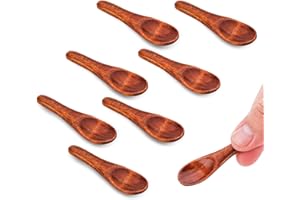 XIHIRCD 8 Pièces Mini Cuillères en Bois, 6cm Cuillères à Condiments, à Café et à Sel, Ustensiles de Service pour Sauces, Sel, Sucre, Épices et Miel
