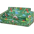 PWTJ Kid Sofa Couch, Double Seat 2 in 1 Flip Open Children Foam Sofa for Kid Gift (Green)