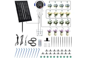 SENPRITY Solar Automatic Drip Irrigation System, Drip Irrigation Kit Garden Watering System with Timer Plant Watering System Drip Irrigation System Supports 15 Pots Plants for Indoor & Outdoor