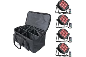 Rtktoup RGBW Foco Par LED con Par Bolsa, 9 LED Luz de Escenario DMX 5/8CH con Control Remoto y 4 Modos de Control, Luces Discoteca para DJ, Fiesta, Bar, Boda, Halloween, Navidad